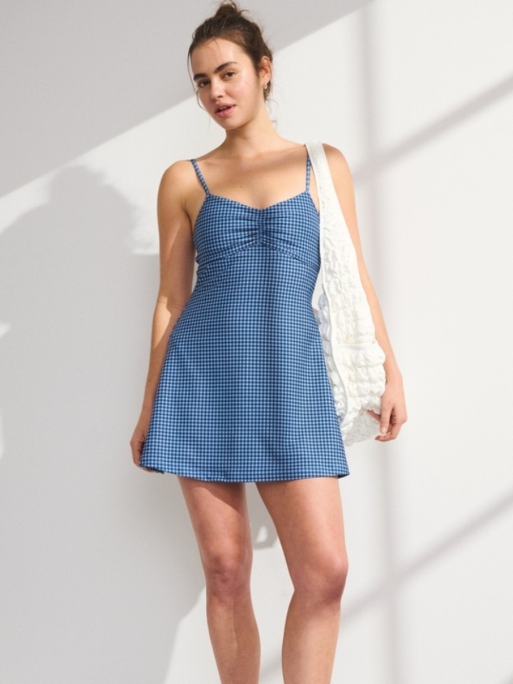 NEW Abercrombie & Fitch YPB SculptLUX Gingham Mini Skort Dress In Blue - XS - Picture 6 of 13